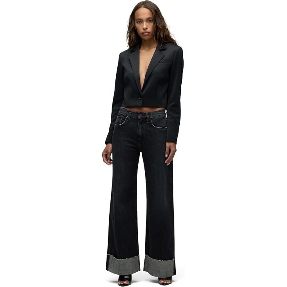 Hudson 33 Jodie Wide Leg Cuff Black Jeans Womens High Rise Bootcut New w/ Tags!